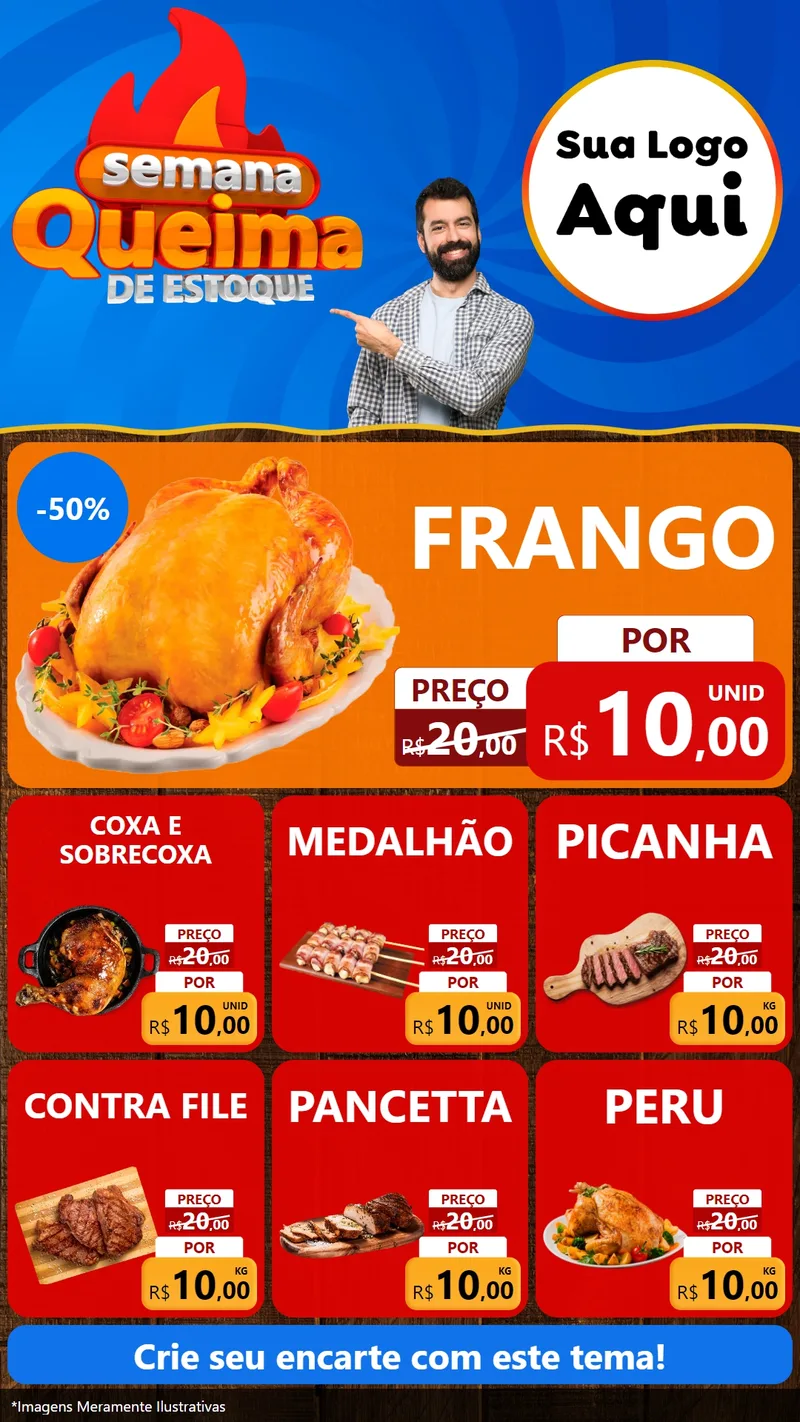 Modelo de Rede Social para Stories com o tema Semana Queima de Estoque para Assados