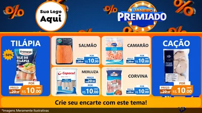 Modelo de TV para TV Horizontal com o tema Janeiro Premiado para Peixaria