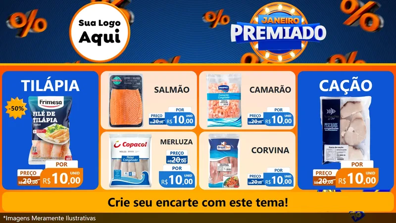 Modelo de TV para TV Horizontal com o tema Janeiro Premiado para Peixaria