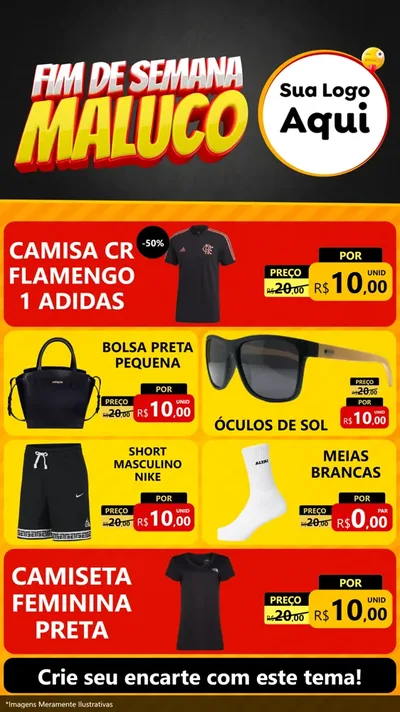 Modelo de TV para TV Vertical com o tema Final de Semana Maluco para Roupas e acessórios