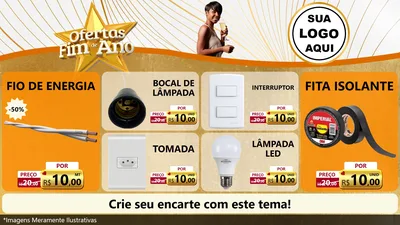 Modelo de TV para TV Horizontal com o tema Ofertas Fim de Ano para Materiais Elétricos