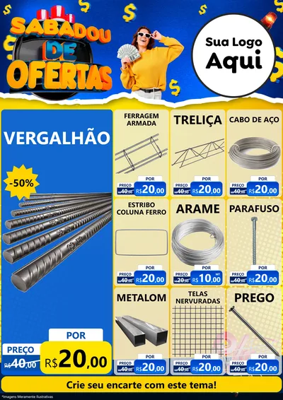Modelo de Encarte para Encarte A4 Vertical com o tema Sabadou de Ofertas para Ferragens