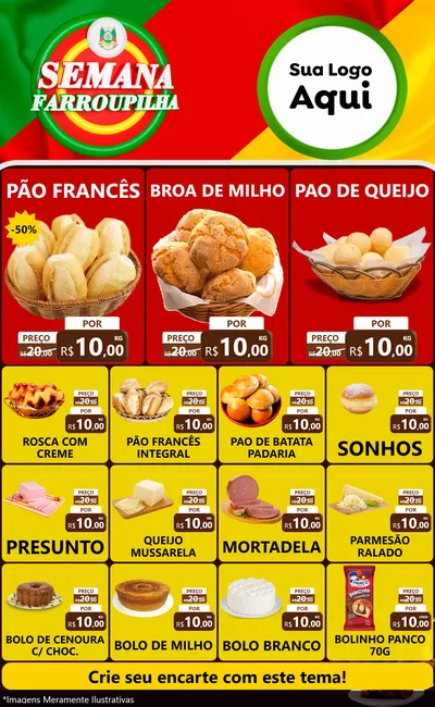 Modelo de Encarte para Encarte Grande com o tema Semana Farroupilha para Padaria