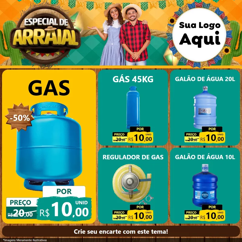 Modelo de Rede Social para Feed Facebook com o tema Especial De Arraial para Água e gás