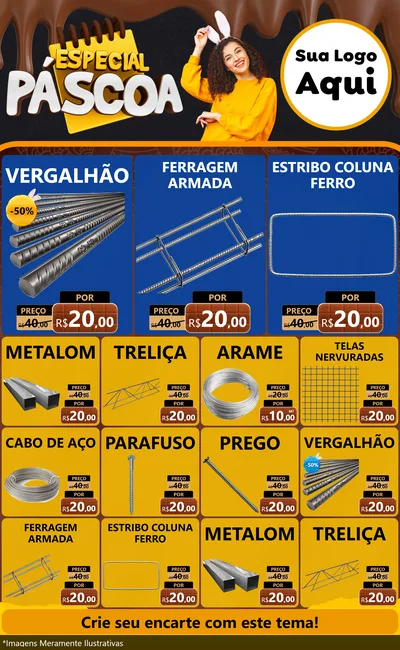 Modelo de Encarte para Encarte Grande com o tema Especial Páscoa para Ferragens