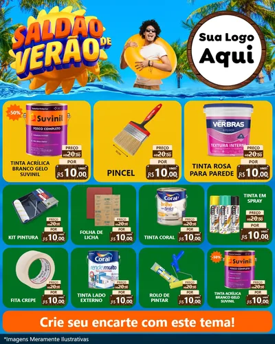 Modelo de Rede Social para Feed Instagram com o tema Saldão de Verão para Tintas e Ferramentas