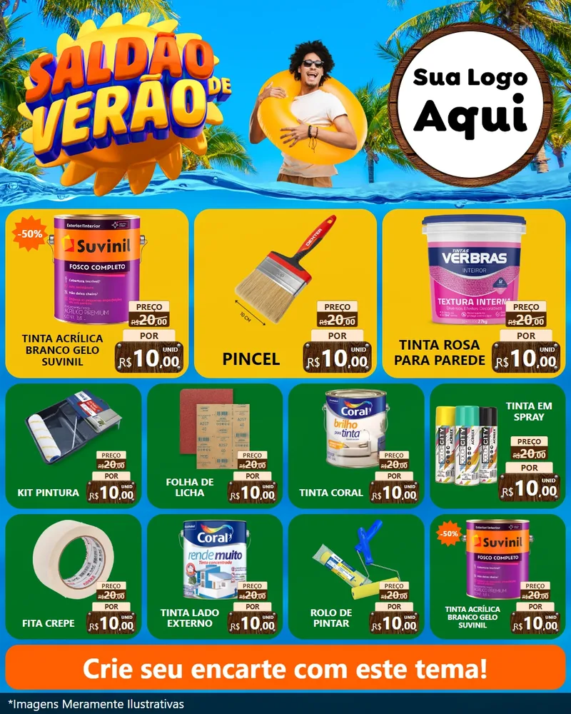 Modelo de Rede Social para Feed Instagram com o tema Saldão de Verão para Tintas e Ferramentas