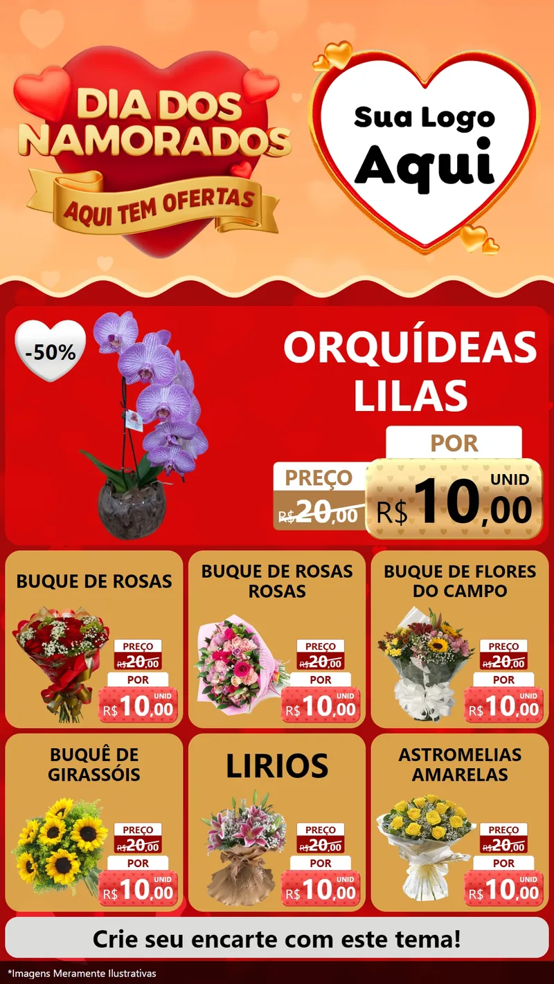 Modelo de Rede Social para Stories com o tema Dia dos Namorados - Aqui Tem Ofertas para Floricultura e jardim