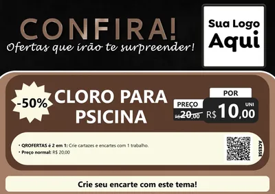 Modelo de Cartaz para Cartaz A4 Horizontal com o tema Confira! Ofertas que irão te surpreender! para Produtos para Piscina