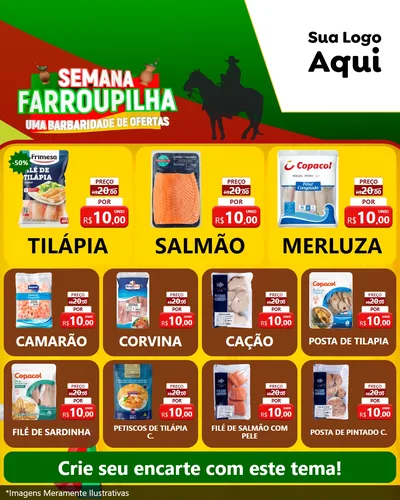 Modelo de Rede Social para Feed Instagram com o tema Semana Farroupilha - Uma Barbaridade de Ofertas para Peixaria