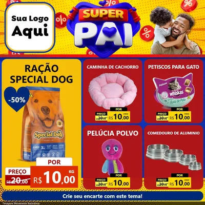Modelo de Rede Social para Feed Facebook com o tema Super Pai para Pet Shop