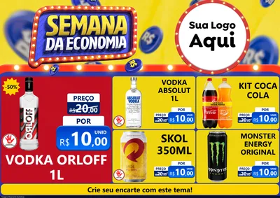 Modelo de Encarte para Encarte A4 Horizontal com o tema Semana da Economia para Distribuidora de bebidas
