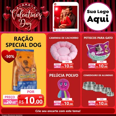 Modelo de Rede Social para Feed Facebook com o tema Valentine's Day para Pet Shop