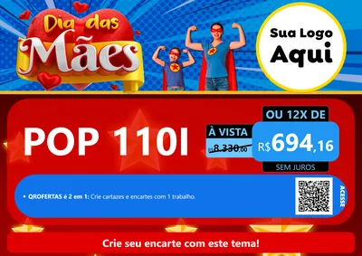 Modelo de Cartaz para Cartaz A4 Horizontal com o tema Dia das Mães para Concessionaria de Motos