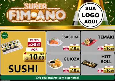 Modelo de Encarte para Encarte A4 Horizontal com o tema Super Fim de Ano para Comida japonesa