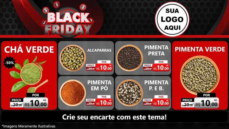 Modelo de TV para TV Horizontal com o tema Black Friday para Produtos Naturais
