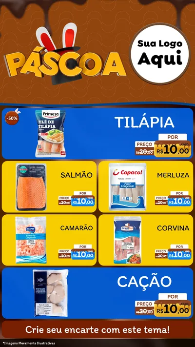 Modelo de TV para TV Vertical com o tema Páscoa para Peixaria