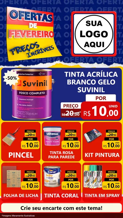 Modelo de Rede Social para Stories com o tema Ofertas de Fevereiro - Preços Incríveis para Tintas e Ferramentas