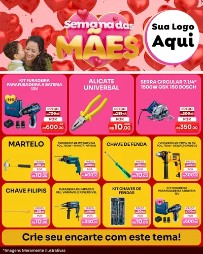 Modelo de Rede Social para Feed Instagram com o tema Semana Das Mães para Maquinas e Ferramentas