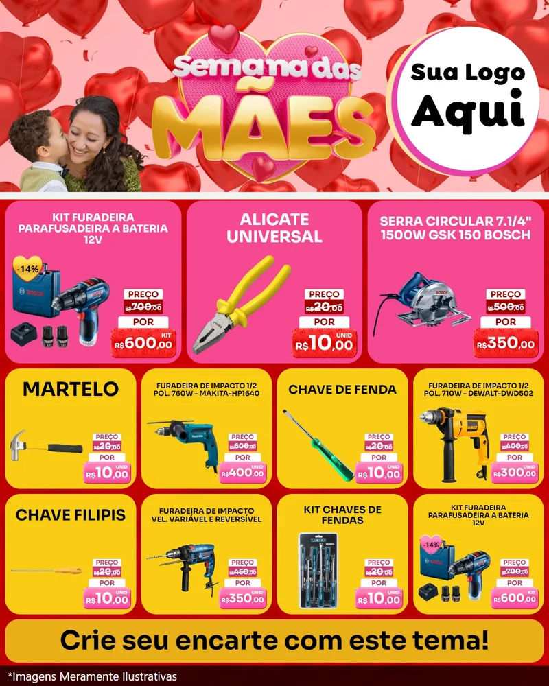 Modelo de Rede Social para Feed Instagram com o tema Semana Das Mães para Maquinas e Ferramentas