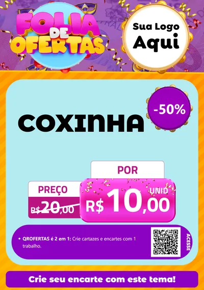 Modelo de Cartaz para Cartaz A4 Vertical com o tema Folia de Ofertas para Salgadaria
