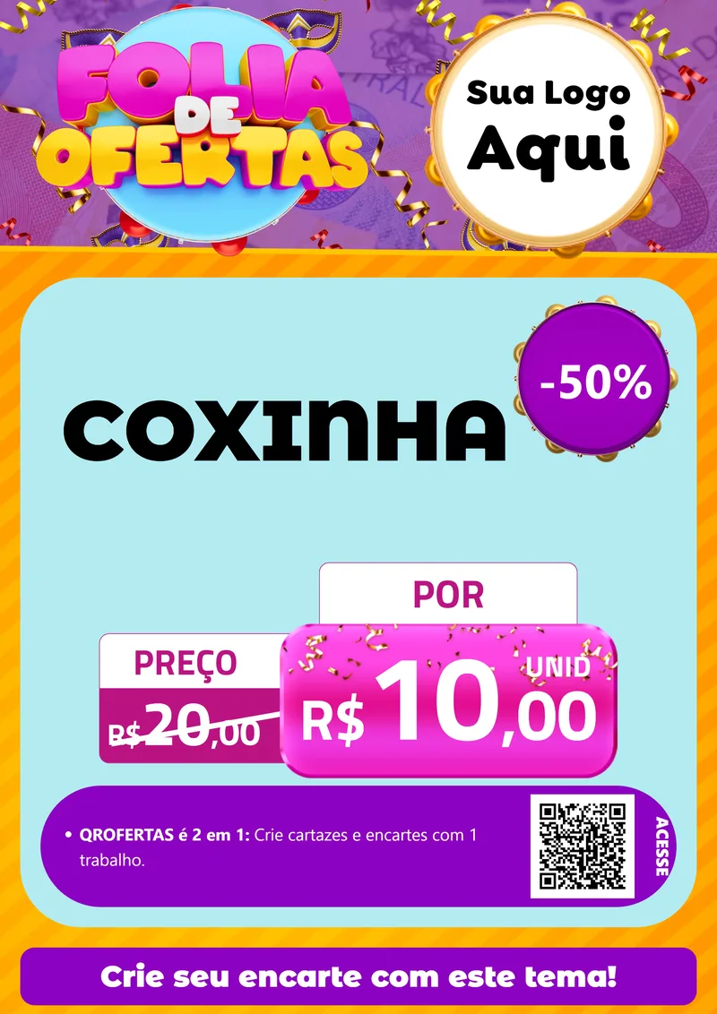 Modelo de Cartaz para Cartaz A4 Vertical com o tema Folia de Ofertas para Salgadaria
