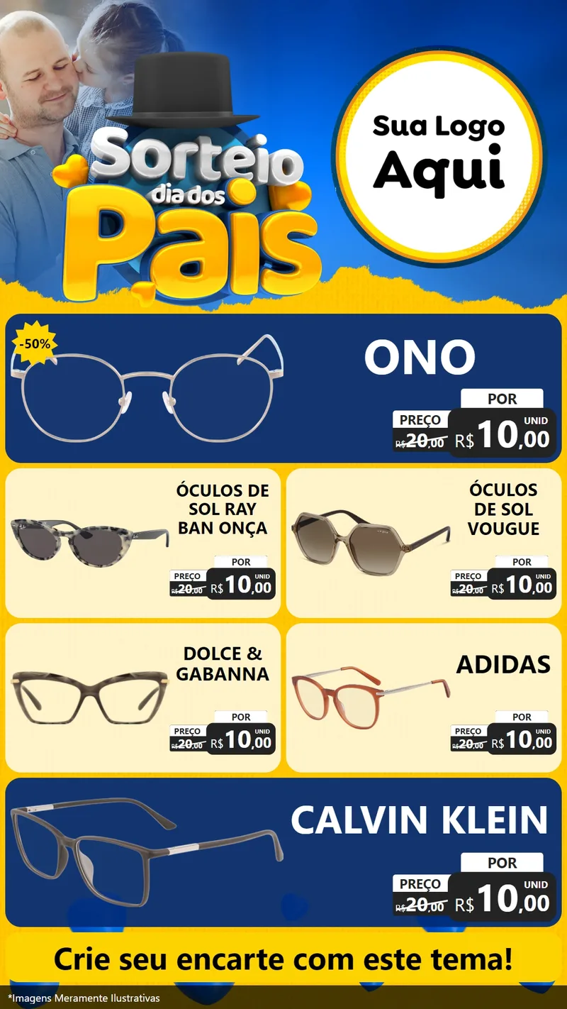 Modelo de TV para TV Vertical com o tema Sorteio Dia Dos Pais para Óticas