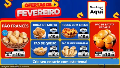 Modelo de TV para TV Horizontal com o tema Ofertas de Fevereiro para Padaria