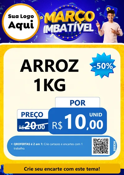 Modelo de Cartaz para Cartaz A4 Vertical com o tema Março Imbatível para Supermercado