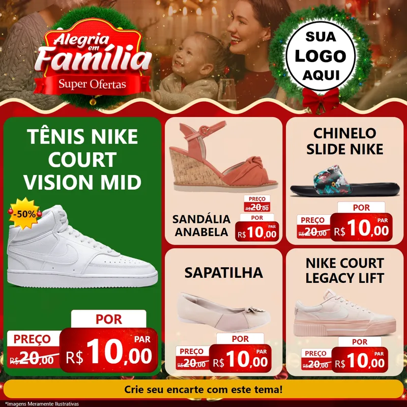 Modelo de Rede Social para Feed Facebook com o tema Alegria Em Família - Super Ofertas para Calçados