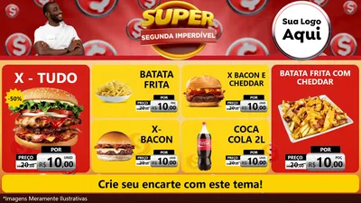 Modelo de TV para TV Horizontal com o tema Super Segunda Imperdível para Hamburgueria