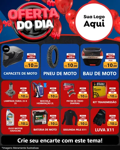 Modelo de Rede Social para Feed Instagram com o tema Oferta do Dia para Moto peças