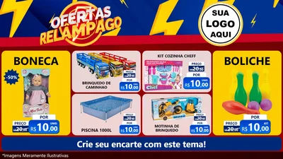 Modelo de TV para TV Horizontal com o tema Ofertas Relâmpago para Brinquedos