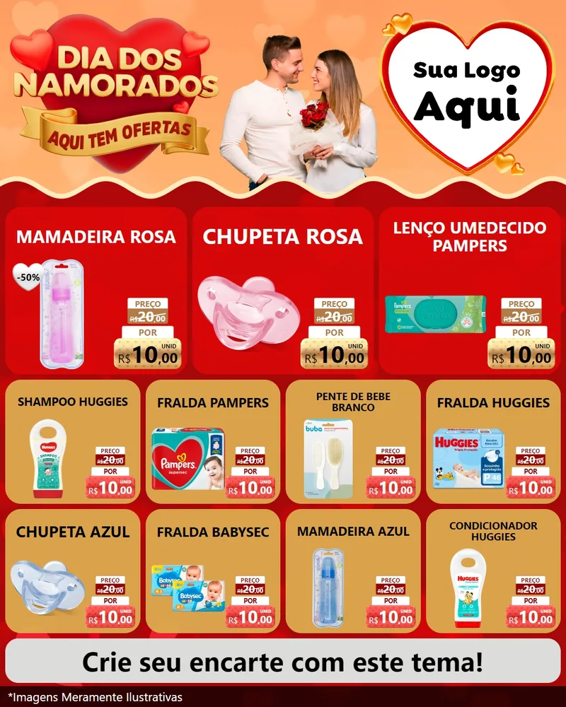Modelo de Rede Social para Feed Instagram com o tema Dia dos Namorados - Aqui Tem Ofertas para Bebês