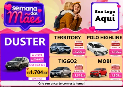 Modelo de Encarte para Encarte A4 Horizontal com o tema Semana das Mães para Concessionaria de Carros