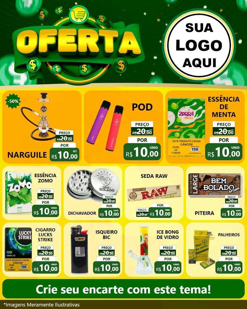 Modelo de Rede Social para Feed Instagram com o tema Oferta para Tabacaria