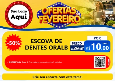 Modelo de Cartaz para Cartaz A4 Horizontal com o tema Ofertas de Fevereiro para Higiene Pessoal