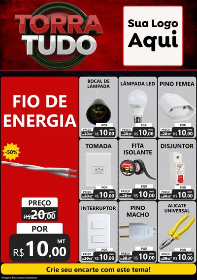 Modelo de Encarte para Encarte A4 Vertical com o tema Torra Tudo para Materiais Elétricos