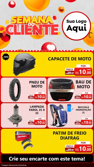 Modelo de TV para TV Vertical com o tema Semana do Cliente para Moto peças