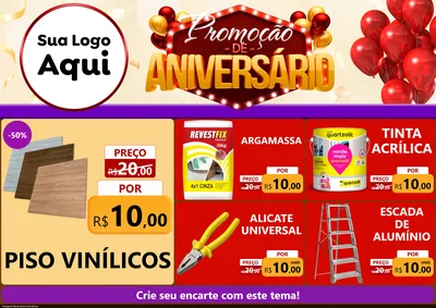 Modelo de Encarte para Encarte A4 Horizontal com o tema Promoção de Aniversário para Material para Construção