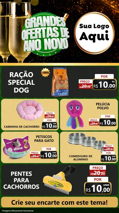 Modelo de TV para TV Vertical com o tema Grandes Ofertas de Ano Novo para Pet Shop