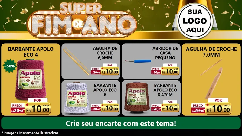 Modelo de TV para TV Horizontal com o tema Super Fim de Ano para Armarinho e Aviamentos