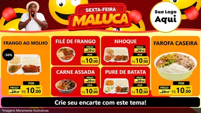 Modelo de TV para TV Horizontal com o tema Sexta-feira Maluca para Restaurante