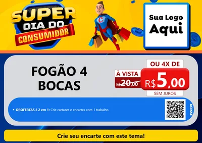 Modelo de Cartaz para Cartaz A4 Horizontal com o tema Super Dia do Consumidor para Móveis e Eletro