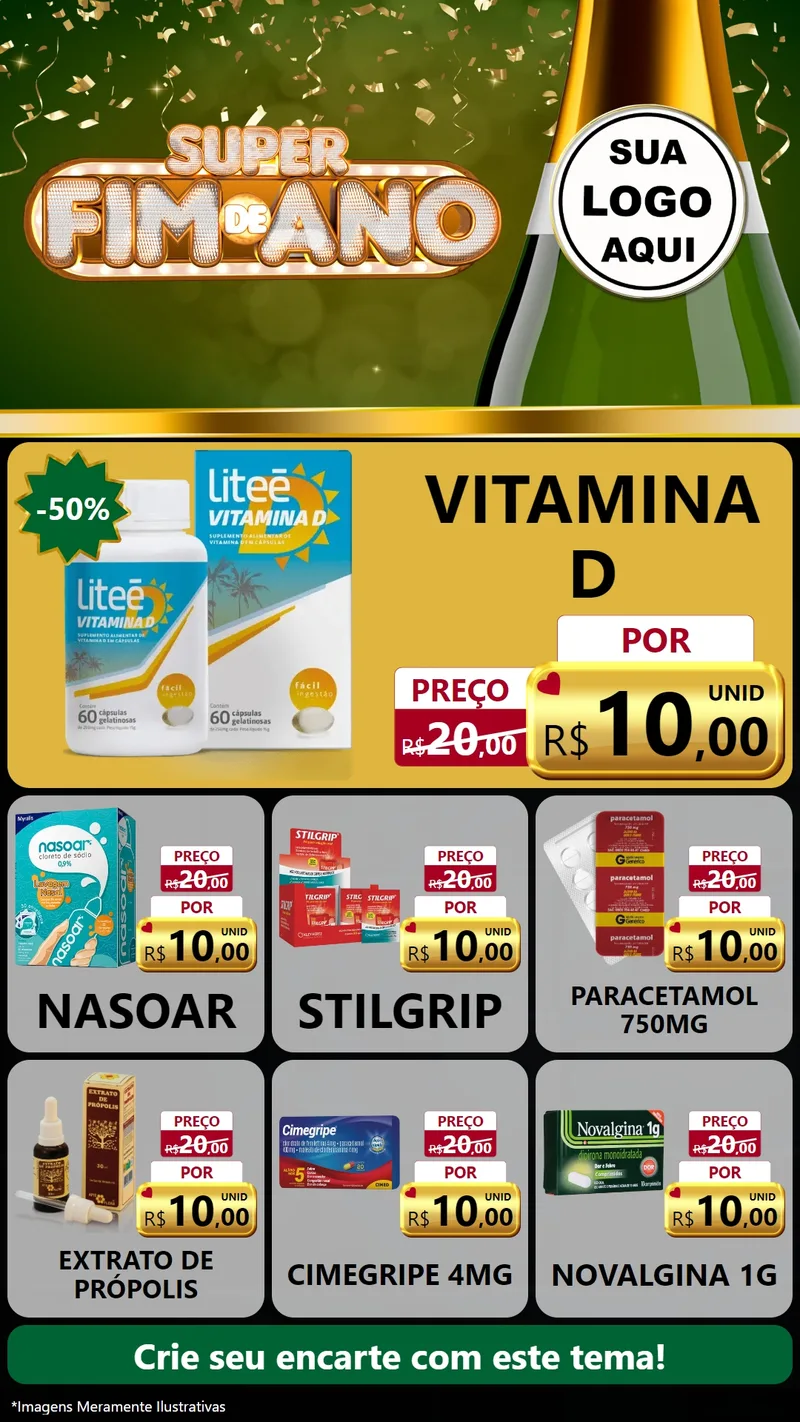 Modelo de Rede Social para Stories com o tema Super Fim de Ano para Farmácia