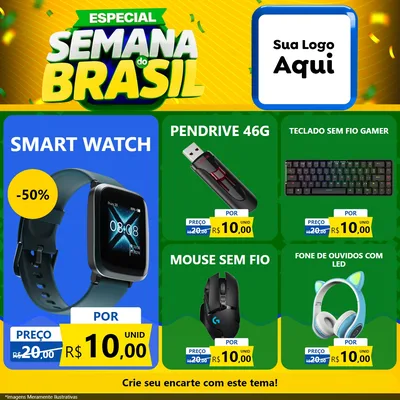 Modelo de Rede Social para Feed Facebook com o tema Especial Semana do Brasil para Informática