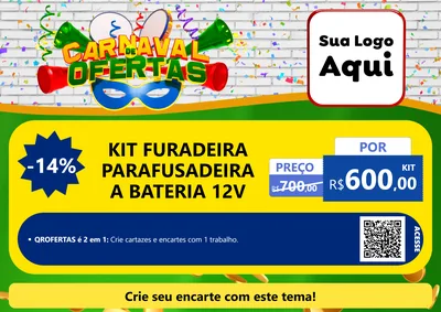 Modelo de Cartaz para Cartaz A4 Horizontal com o tema Carnaval de Ofertas para Maquinas e Ferramentas