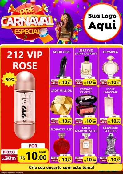 Modelo de Encarte para Encarte A4 Vertical com o tema Pré-Carnaval Especial para Perfumes