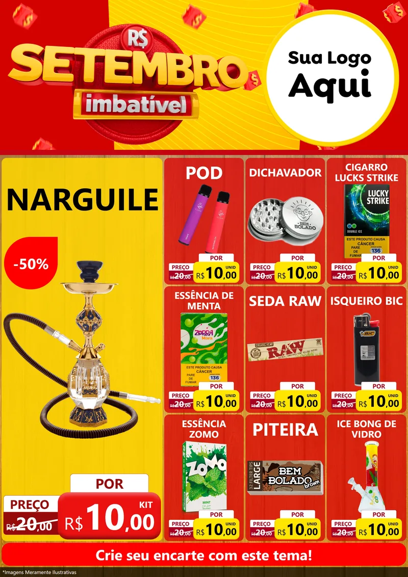 Modelo de Encarte para Encarte A4 Vertical com o tema Setembro Imbatível para Tabacaria