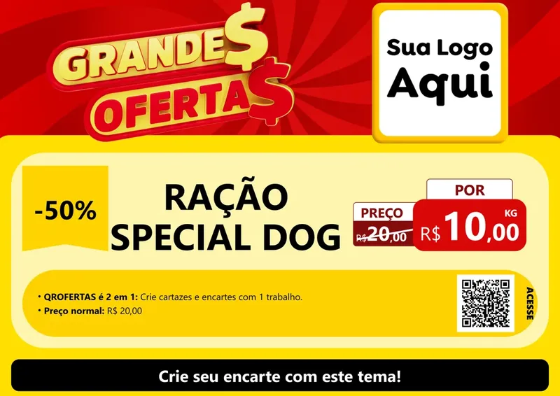Modelo de Cartaz para Cartaz A4 Horizontal com o tema Grandes Ofertas para Pet Shop